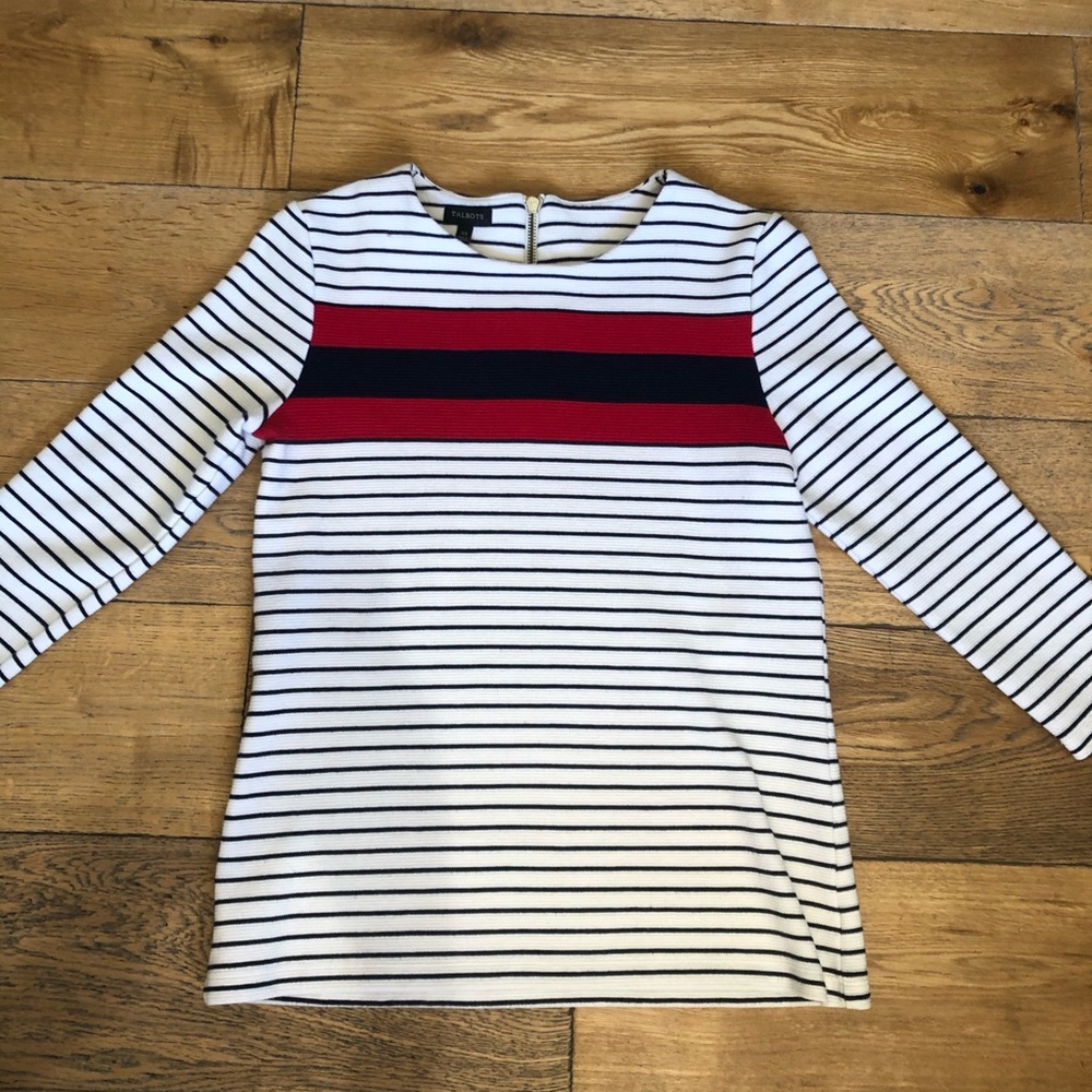 Talbots 3/4 Sleeve Nautical Striped Top XS - Picture 6 of 7